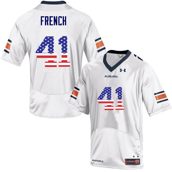 Men #41 Josh French Auburn Tigers USA Flag Fashion College Football Jerseys-White - Click Image to Close